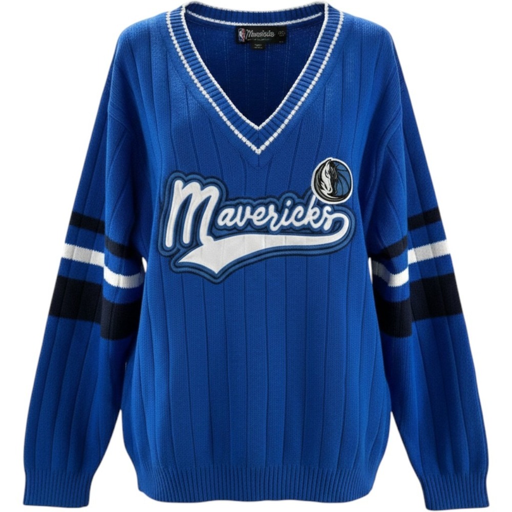 WEAR Erin Andrews Dallas Mavericks NBA Blue V-Neck‎ Sweater Womens Large NEW
